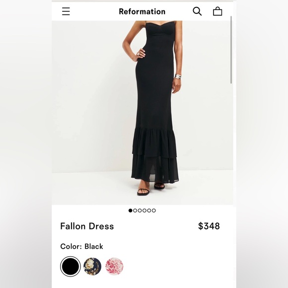 Reformation Fallon Dress - black - 0 (fits like 0-2) - Picture 1 of 3
